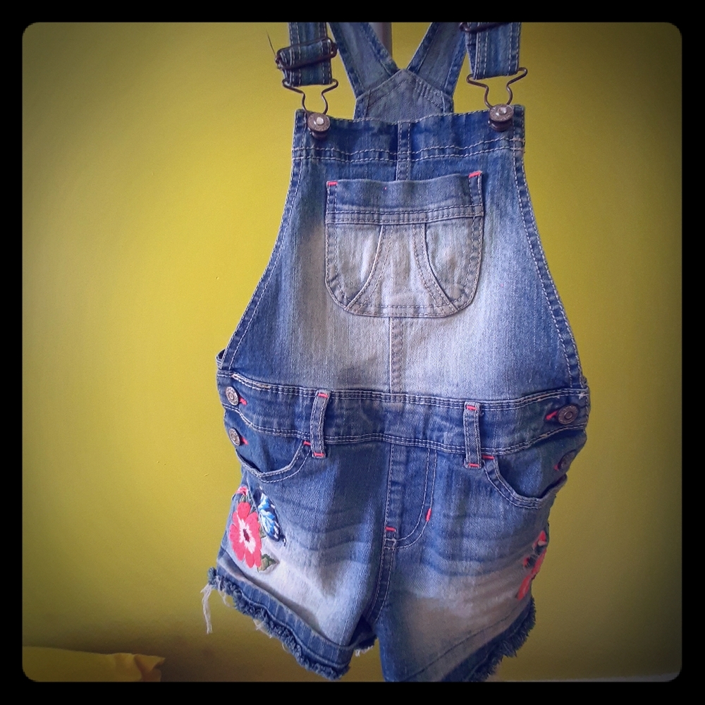 Girls denim romper